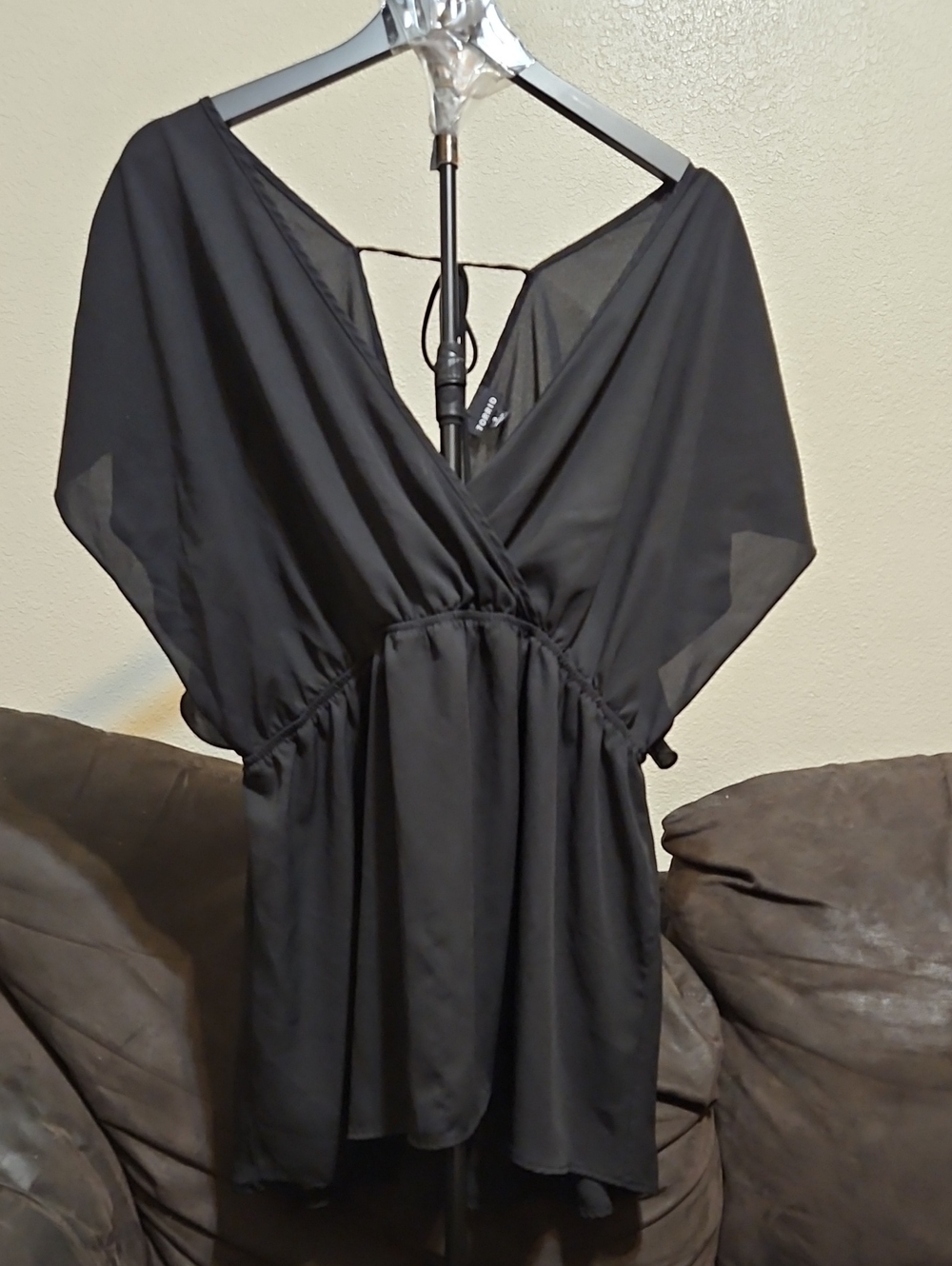 torrid Black Surplice Cinched-Waist Blouse